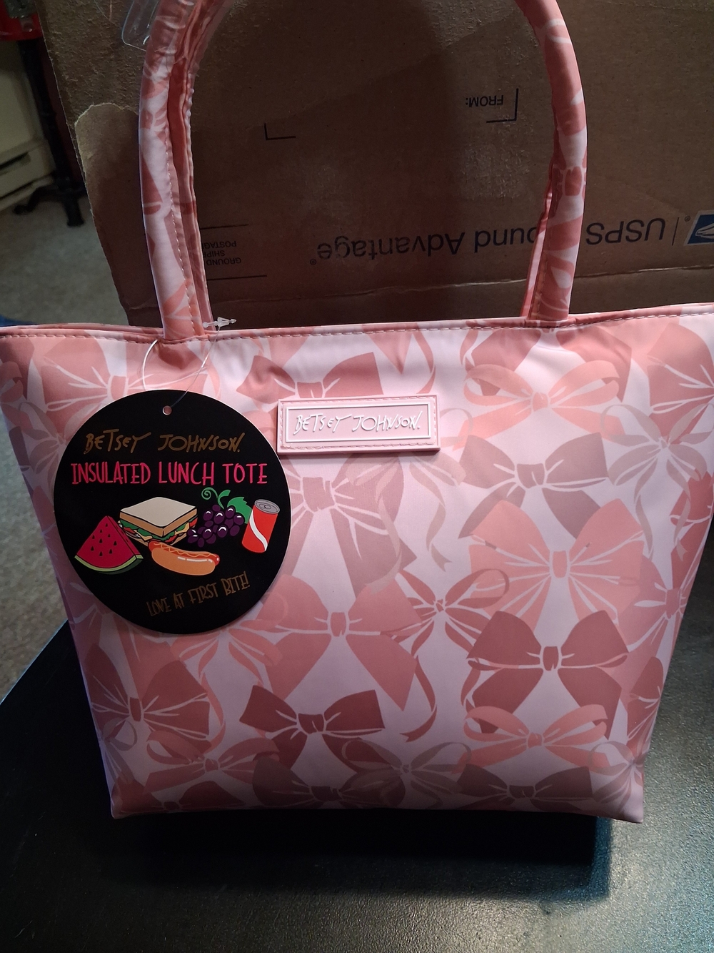 Betsey Johnson Pink Bow Insulated Lunch Tote